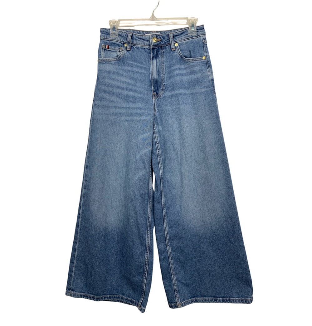 Tommy Hilfiger Women size 4 High-Rise Wide Leg Crop Jean Baggy Skater